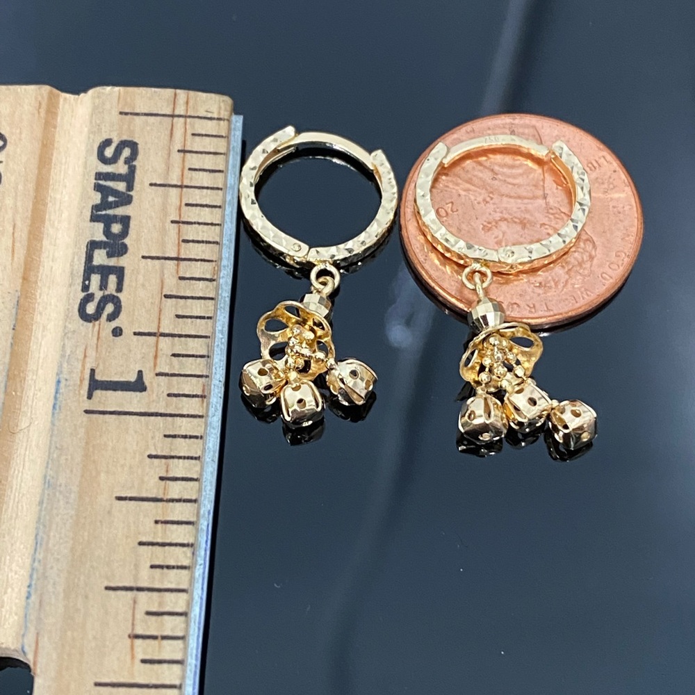 18K Gold Diamond Cut Small Huggie Ball Hoop Earrings - Picture 5 of 5